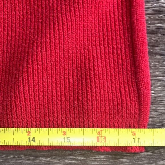 Vintage Womens Jantzen Large Red Knit Sweater W/ Hand Embroidery Flower - Picture 8 of 8